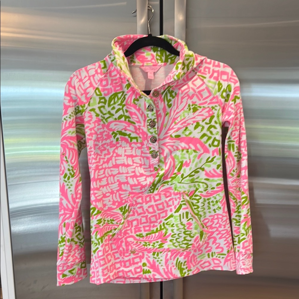 Pink and Green Patterned Pullover - image 1